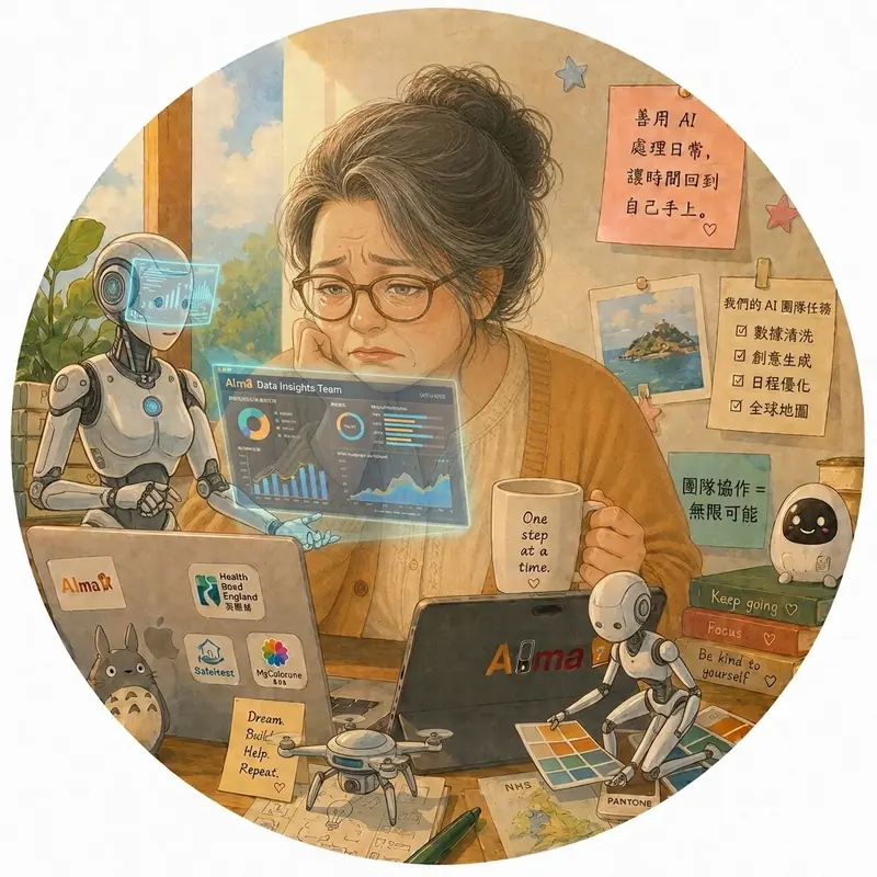 AI媽與她的 AI 同事們一起工作